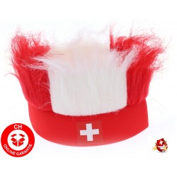 Schweiz Fan Stirnband Strubbelhaar in schweizer Farben und Flagge