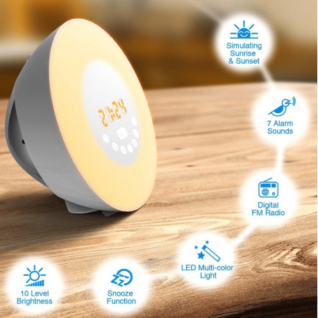 Wake-up Light LED Natürlich Aufwachen mit Licht Touch Wecker FM-Radio Neuheit