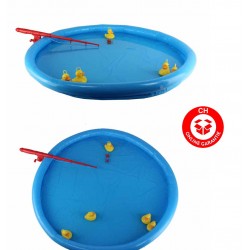 Enten Ente Angel Spiel Angelspiel Kind Kinder mit Aufblasbaren Pool und Angelrute Wasser Wasserspiel