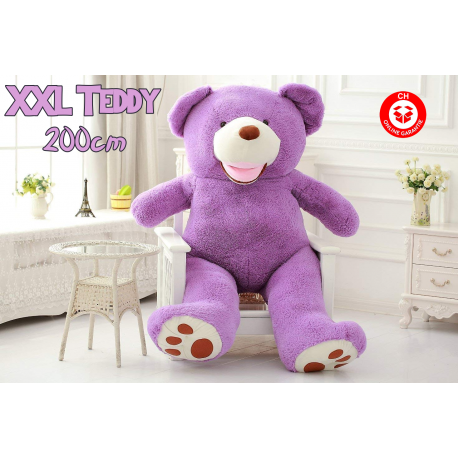 Grosser Teddybär XXL 200 cm in Lila als weiches Kuscheltier