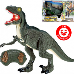 Ferngesteuerter Velociraptor Dino – Raptor-Spielzeug mit leuchtenden Augen und Brüll-Sound beim Spaziergang durchs Kinderzimmer