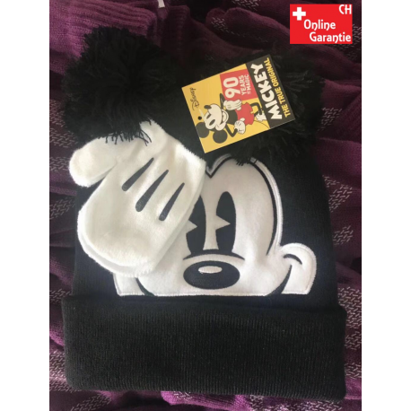 Disney Micky Maus Mickey Mouse Kind Kinder Kleidung Set Mütze Kappe Beanie Cap Handschuhe Handschuhen Winter