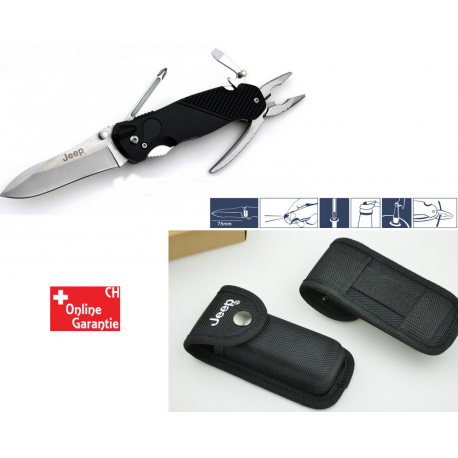 Jeep Klapp Messer Klappmesser Taschenmesser Outdoor Fan Survival Camping Wildnis Hülle Gurt Multifunktion LED Taschenlampe