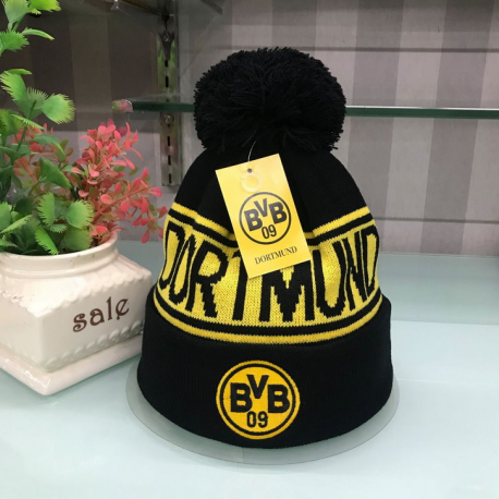 Borussia Dortmund Wintermütze mit Bommel in Schwarz Gelb BVB 09 Fanmütze