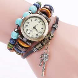 Frauen Damen Uhr Analog Quarzwerk mit handgefertigt geflochten Leder Armband