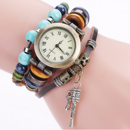 Frauen Damen Uhr Analog Quarzwerk mit handgefertigt geflochten Leder Armband