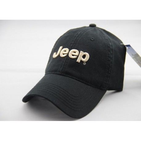 Jeep Cap Schwarz aus Baumwolle – Vorderansicht mit gesticktem Jeep Schriftzug