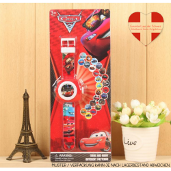 Walt Disney Pixar Cars Lightning McQueen Kinder Uhr Projektor Armbanduhr Auto