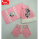 Ensemble Disney La Reine des Neiges Frozen pour enfant en rose avec bonnet à pompon, écharpe et gants