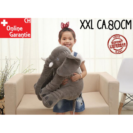 Elefant Elefanten Kissen Elefantenkissen Baby Kind XXL Plüschtier Geschenk 80cm