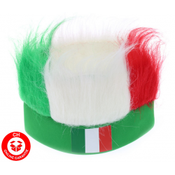 Italien Fan Stirnband mit Perücke in Grün Weiss Rot unisex Einheitsgrösse Fan Accessoire für Fussball WM EM Public Viewing