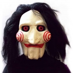 Horror Saw Kopfmaske Jigsaw Latex mit Kunsthaar Maske Fasnacht Party