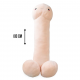 Penis-Kuschelkissen XXL auf Hoden sitzend. Lustiges Plüschtier mit Gesicht und 100 cm Flauschigkeit