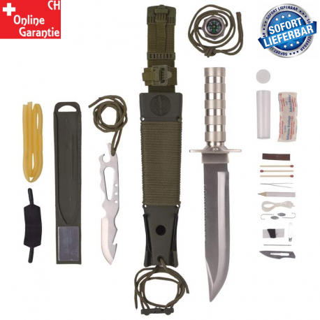 Maxam® Survival-Messer mit robustem Griff und Klinge – Teil des 12-teiligen Notfall-Kits für Outdoor und Camping