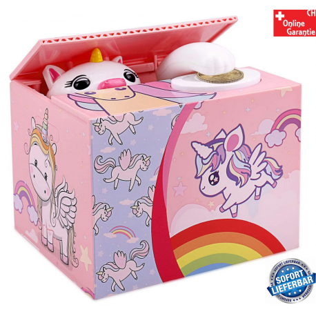 Einhorn Unicorn Münz Dose Spardose Sparschwein Sparkässeli Sparbox Geld Geschenk Mädchen