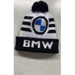 BMW Mütze Strickmütze Wintermütze Beanie Bommel Bommelmütze Auto Fan Accessoire