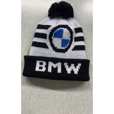 BMW Mütze Strickmütze Wintermütze Beanie Bommel Bommelmütze Auto Fan Accessoire