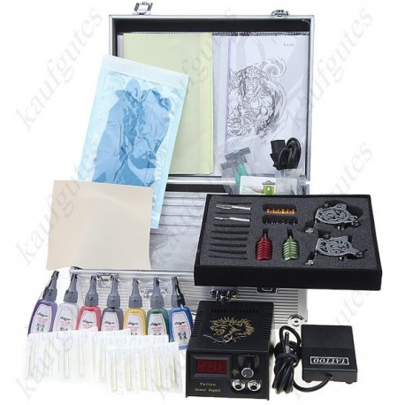 2x Profi Tattoomaschine Tattoo Maschine Komplett Set Tätowierung Tätowierung Maschine mit Koffer