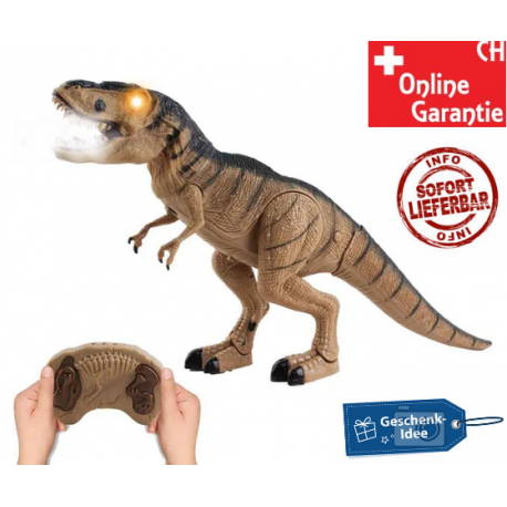 Ferngesteuerter Tyrannosaurus rex, der läuft und brüllt. 