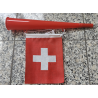Trompette supporter Suisse 39 cm avec drapeau pour stade et public viewing