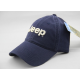 Jeep Cap Navy aus Baumwolle – Vorderansicht mit gesticktem Jeep Schriftzug