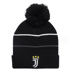Bonnet Juventus Turin hiver noir unisexe avec pompon Beanie supporters