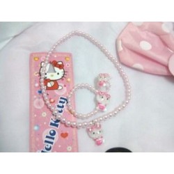 Hello Kitty Mädchen Ring Armband Halskette Schmuck Dreiteiliges Set Kinderperlenkette