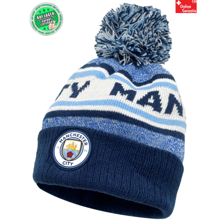 Manchester City Wintermütze mit Bommel Beanie für Fussballfan Produktansicht