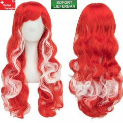 Perücke Rot Weiss Locken Schweiz Fan Österreich Polen Outfit Haar Kostüm Fanartikel