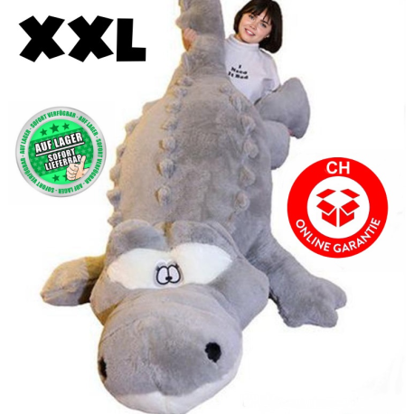 Riesen-Krokodil Kuscheltier in Grau – 200 cm Plüschtier zum Kuscheln, Spielen und Staunen