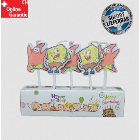 SpongeBob Schwammkopf und Patrick Seestern fünf Geburtstagskerzen für Kuchen und Torte