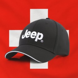 Jeep Baseball Cap in Schwarz aus Baumwolle mit weisser Logo-Stickerei und UV-Schutz