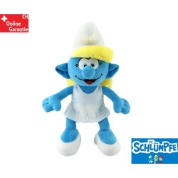 Schlumpfine Kuscheltier 32 cm – Frontalansicht der charmanten Schlumpf-Dame aus weichem Plüsch!