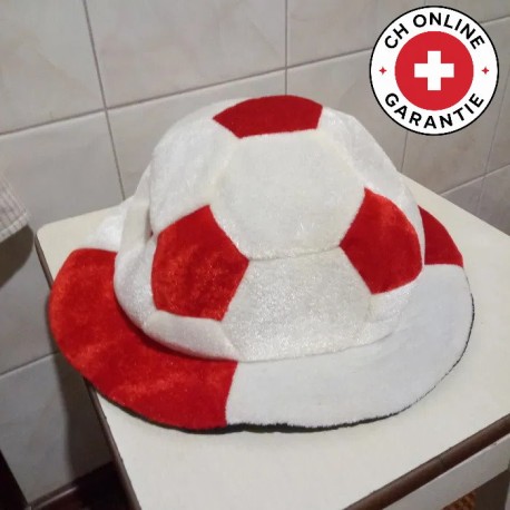 Chapeau de supporter ballon rouge et blanc football