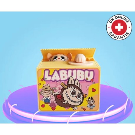 Labubu Spardose Sparkässeli Sparschwein mit Münzen und Ton