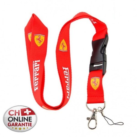 Ferrari Schlüsselband Rot mit Karabiner Clip Fanartikel