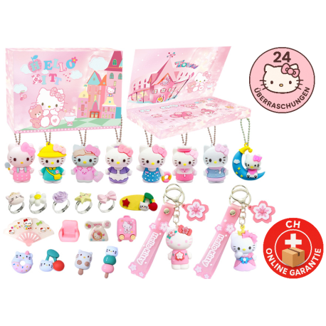 Hello Kitty Adventskalender für Kinder mit 24 Überraschungen aus Figuren und Schmuck