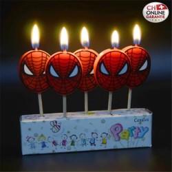 Set de 5 bougies d’anniversaire Spider-Man en rouge pour gâteau enfant muffins et cupcakes