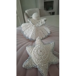 Häkel Set Engel und Stern Cremeweiss 11 cm Weihnachtsdeko