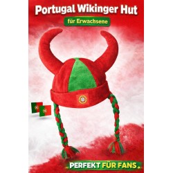 Portugal Fanhut Wikinger mit Flagge Nationalfarben Fussball Match Public Viewing