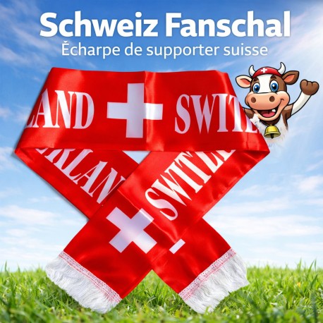 Écharpe de supporter Suisse Switzerland en satin 14 x 135 cm article de fan