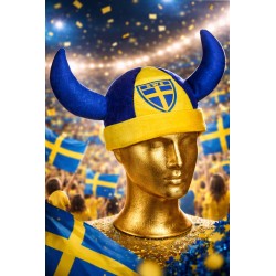 Schweden Wikinger Hut Plüsch Fanartikel Fussball EM Eishockey WM Stadion Kulisse