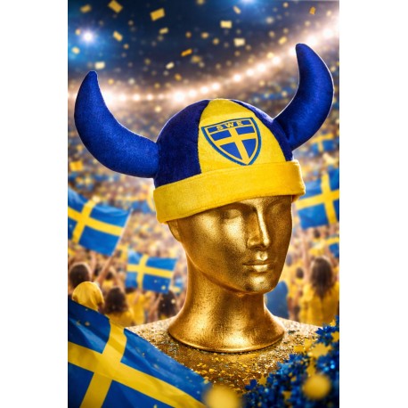 Schweden Wikinger Hut Plüsch Fanartikel Fussball EM Eishockey WM Stadion Kulisse