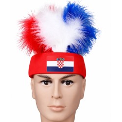 Kroatien Fanartikel Stirnband mit rot weiss blauen Federn für WM und EM