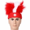 Bandeau supporter Suisse avec plumes rouge et blanc et croix suisse