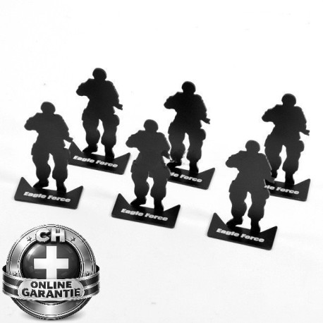 6er Set schwarze Aluminium Silhouetten-Zielscheiben für Airsoft