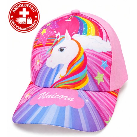 Mädchen Baseball Cap Einhorn Pink (Unicorn Kinder Kappe)