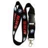 Schwarzes Schlüsselband mit Logo und Clipverschluss, stilvolles Lanyard für Autofans.