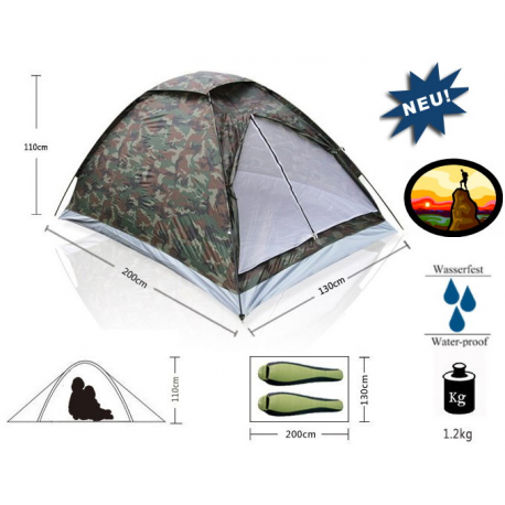 Militär Camouflage Camping Zelt für 2 Personen Outdoor Openair Camping Jäger Angler