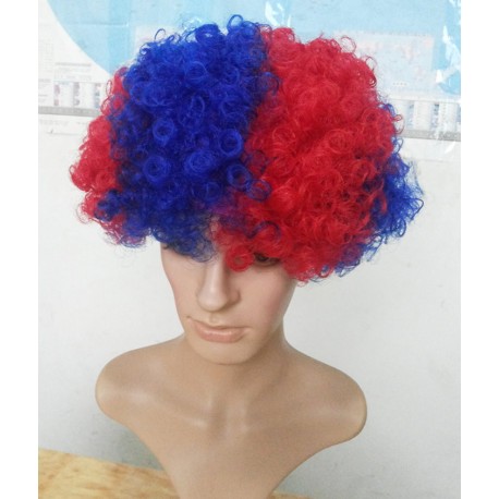 Rot Blau FCB Basel Perücke Fanperücke Haar Afro Fussball Fasnacht Party